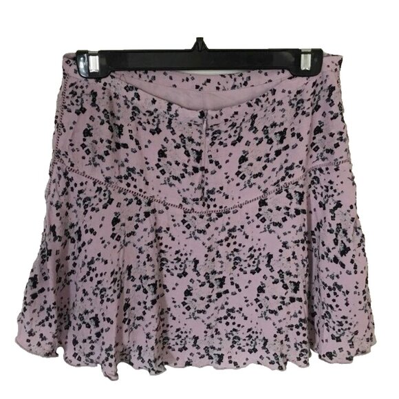 ARITZIA SUNDAY BEST Lined Skirt Size 8 Mauve Print Crochet Detail Rayon - Picture 2 of 7